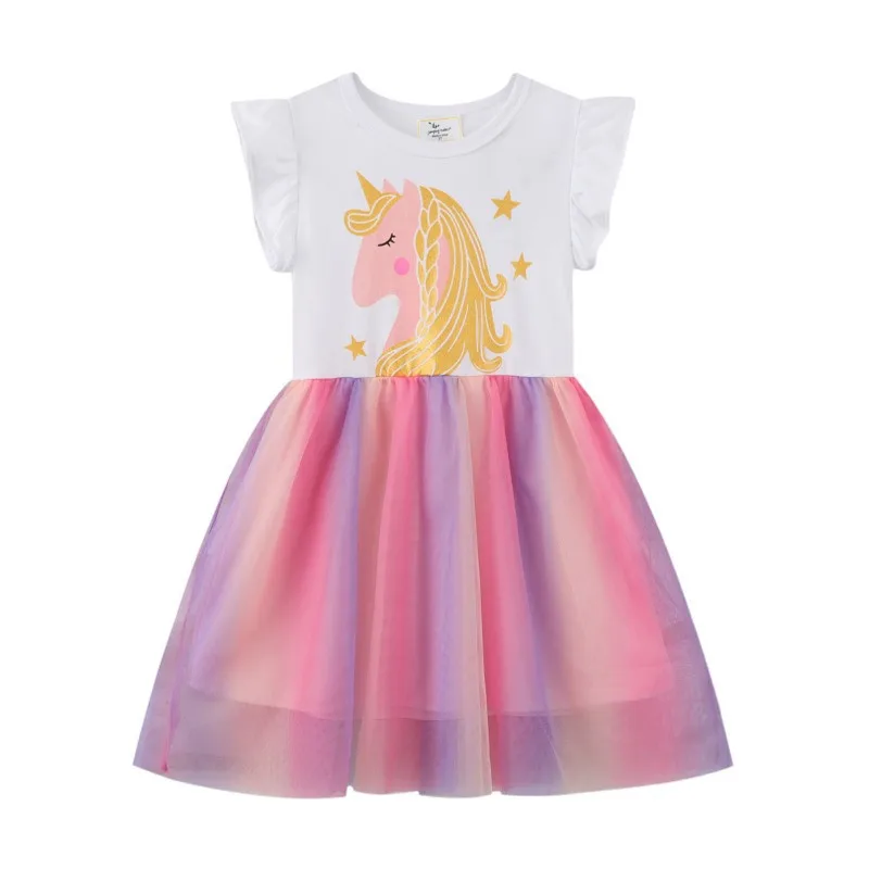 

Zeebread Frocks For Summer Princess Rainbow Party Girls Dresses Tutu Mesh Skirt Hot Selling Birthday Gift Costume Kids Dress