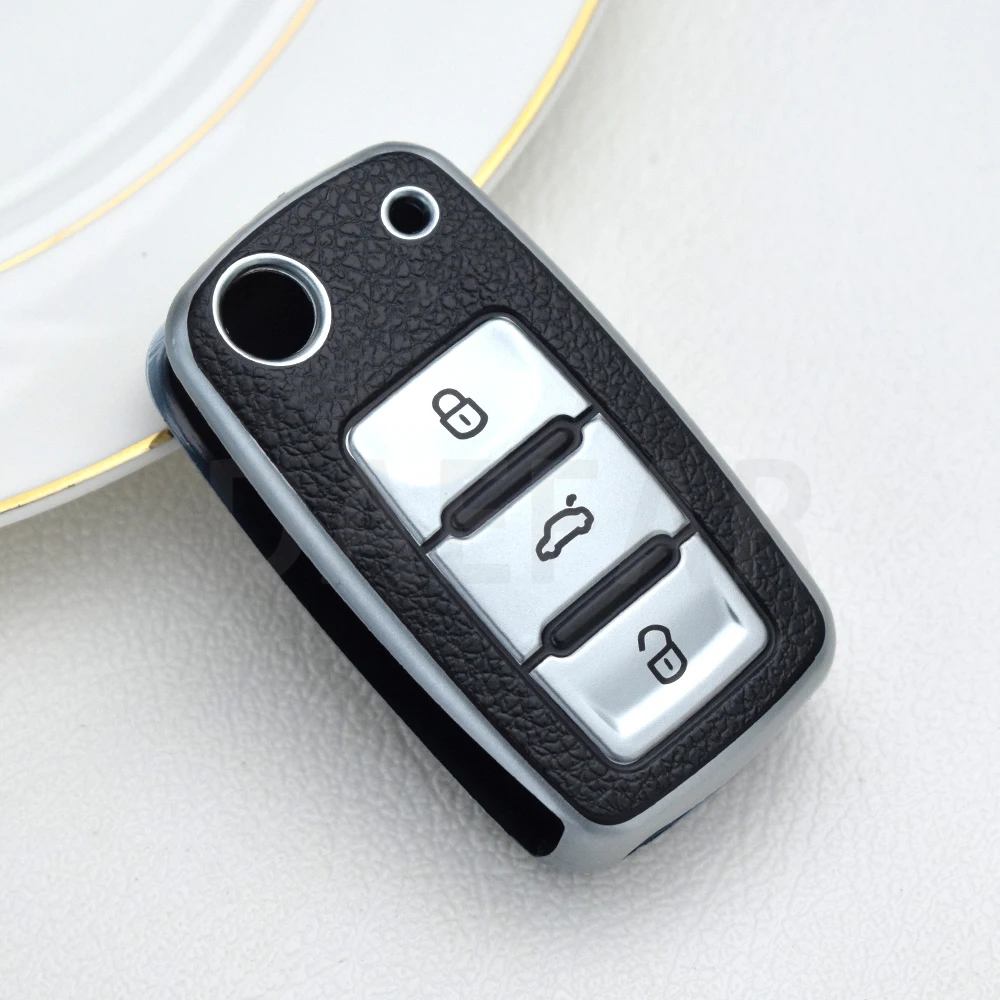 

Для VW Volkswagen Polo Tiguan Passat B5 B6 B7 Golf 4 5 6 MK6 Jetta Lavida для Skoda Octavia Кожаный чехол для ключей из ТПУ