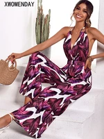 summer sexy long jumpsuits women casual print wide leg rompers womens jumpsuit fashion backless beach holiday outfits 2022 new