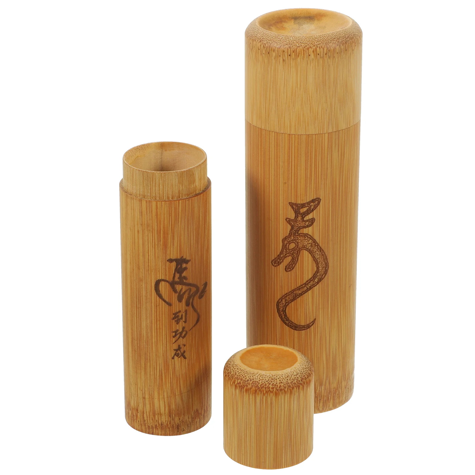 

2 Pcs Bamboo Tube Canister Coffee Sealed Container Tea Containers Loose Round Spice Jars Travel