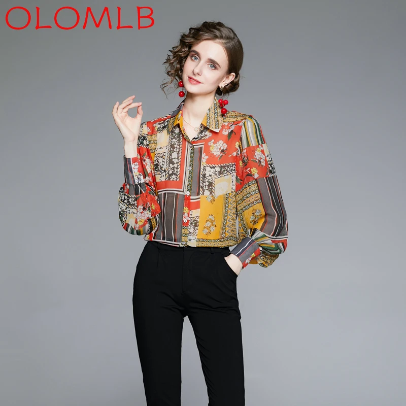 

OLOMLB 2022 темпераментная рубашка, женская дизайнерская рубашка с пышными рукавами, топ с рукавами-фонариками, модное женское простое платье