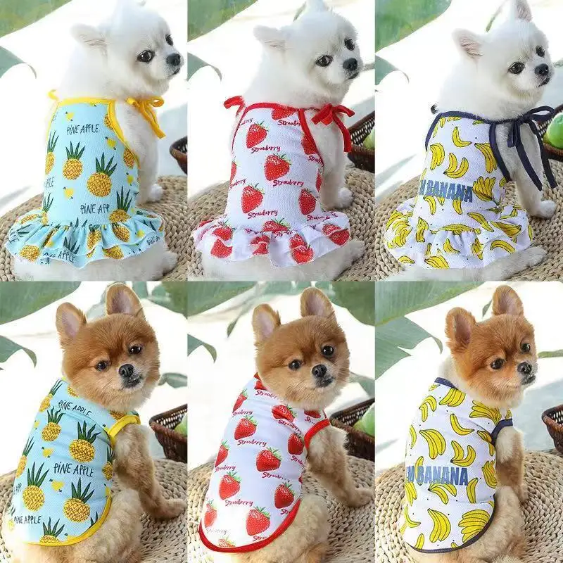 

Новинка, полосатая сетчатая юбка на тонких бретельках для собак на весну и лето, одежда для кошек, жилет, плюшевый/Французский бульдог, товар...