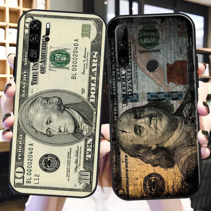 

Luxury Dollar USD Cash For Huawei P50 P40 P30 P20 Pro Lite 5G P Smart Z 2019 Phone Case Soft Carcasa Cover Shockproof Funda