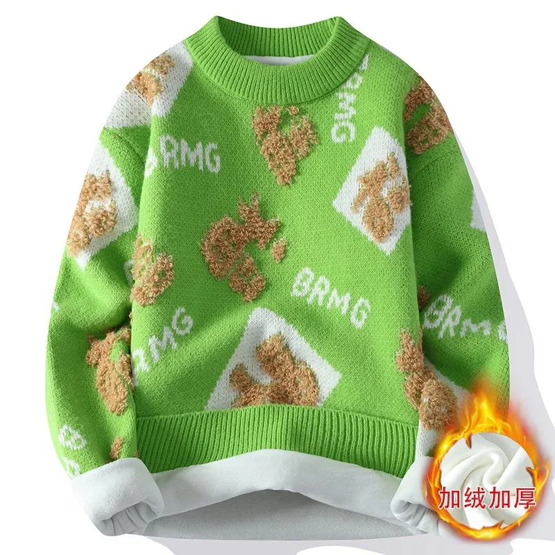 Мужская уличная одежда вязаные пуловеры новые зимние мужские флисовые теплые