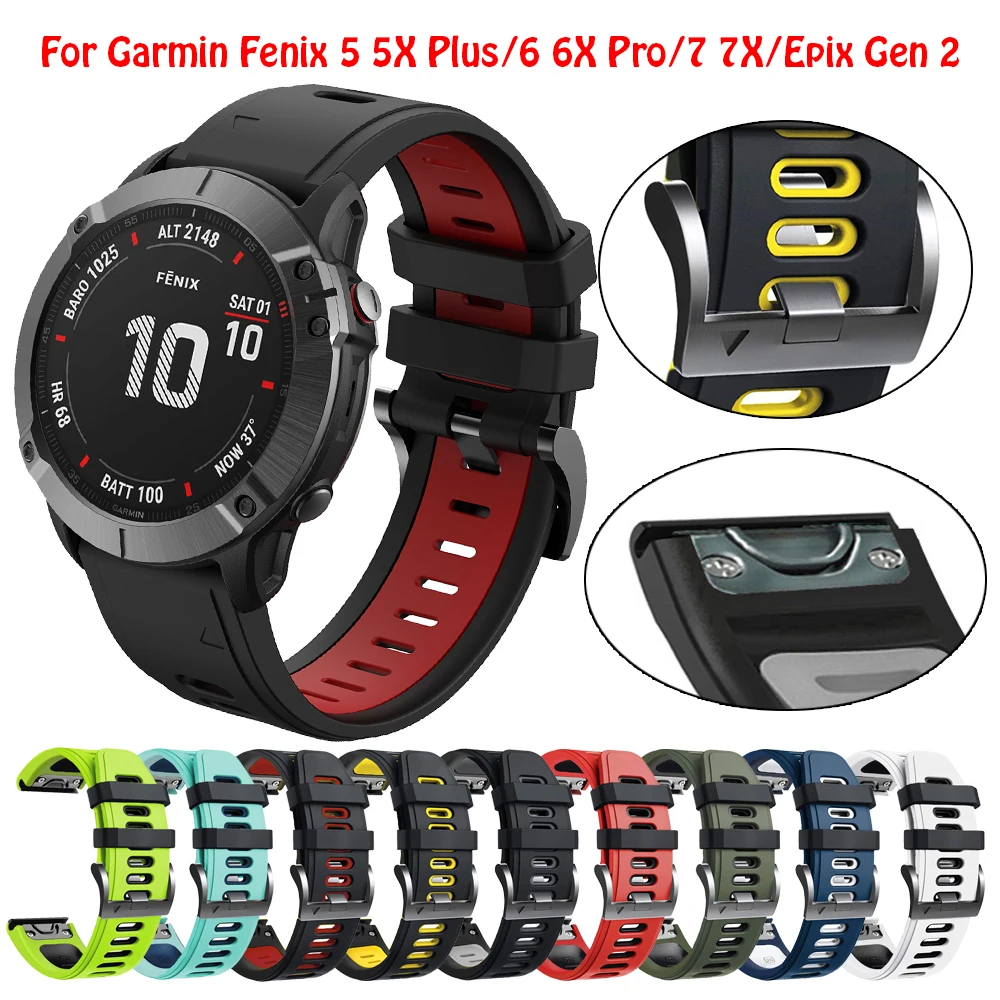 

Силиконовый ремешок для наручных часов Garmin Fenix 7X 7 6 6X Pro 5X 5 Plus 3HR спуск G1 Epix Gen 2 Smartaccessories