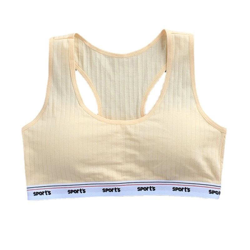 

Teen Girls Sport Training Bra Solid Color Letters Racerback Padded Underwear Top