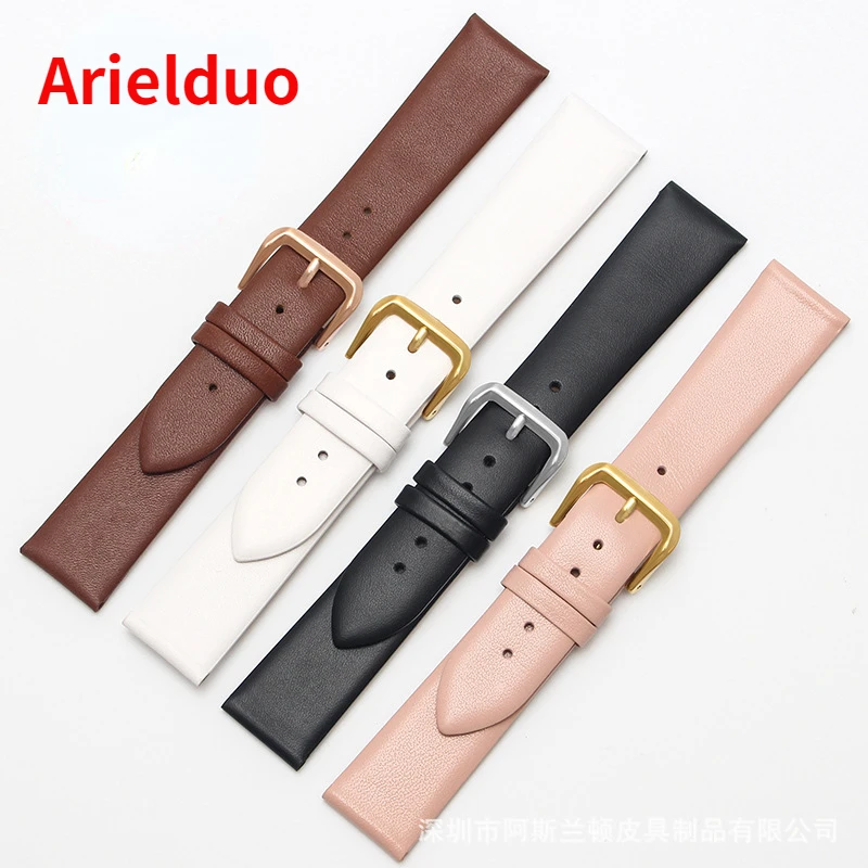 Enlarge New ultra-thin leather strap fine lines plain top strap calfskin soft waterproof watch accessories for men and women