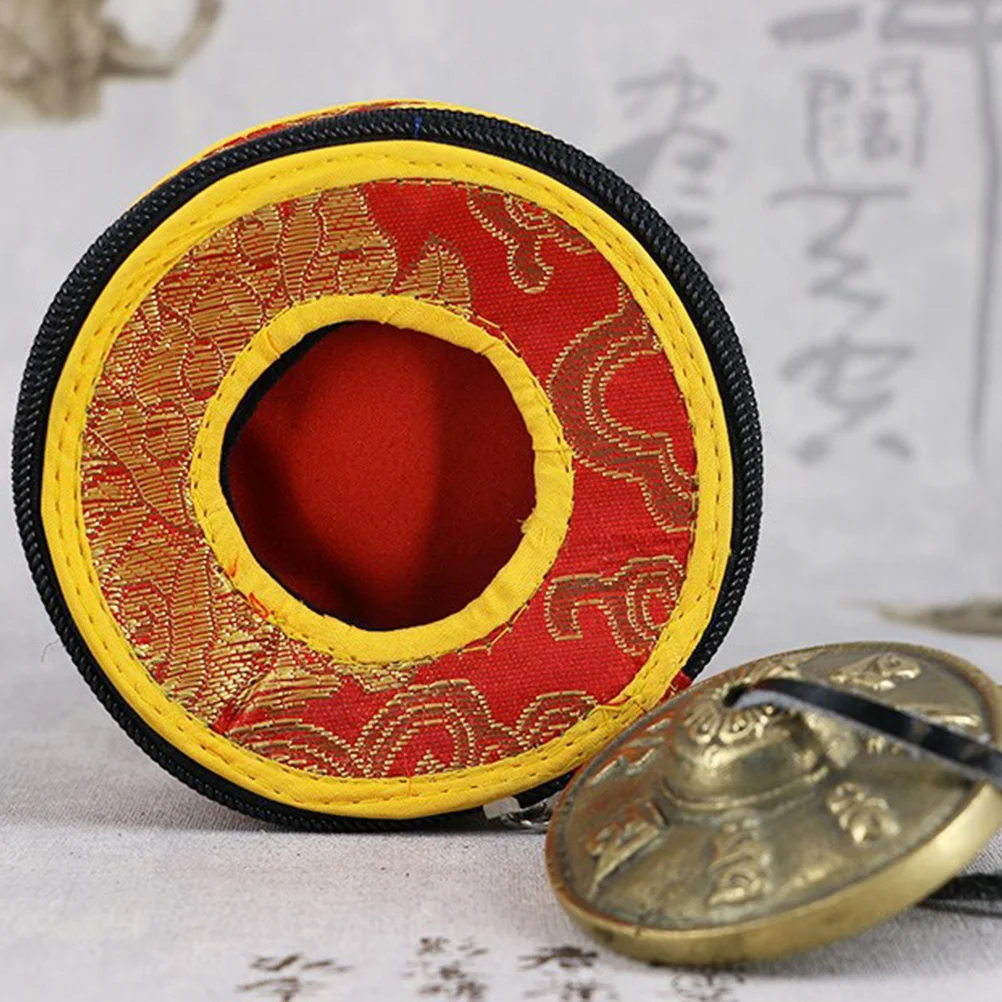 Bell Ring Set Cymbals Holder Suitcase Tibetan Home Nepal Meditation Container Polyester Storage Bag