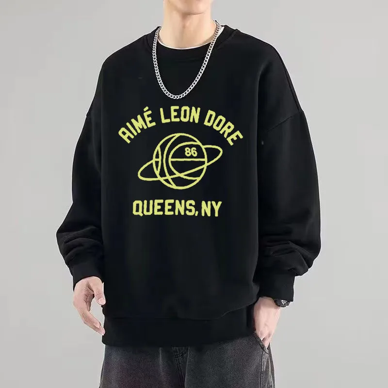 

Свитер с круглым вырезом для мужчин и женщин, качественный хлопковый пуловер с принтом Aime Leon Dore, Спортивная дышащая толстовка, Осень-зима