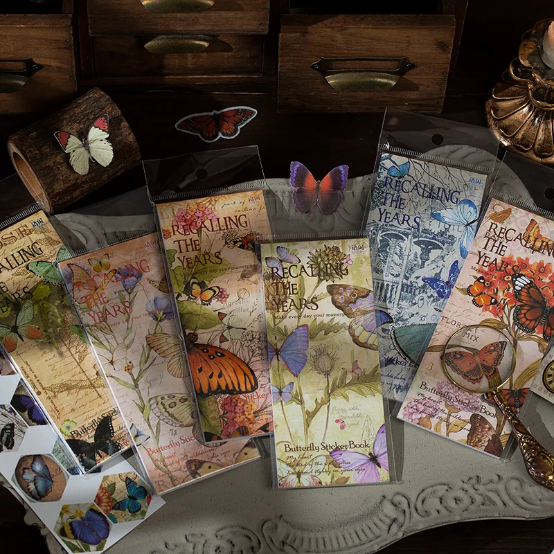 

20 pcs/lot Vintage INS Butterfly Stickers book Diy Creativity Diary Album Scrapbooking Decorative junk journal supplies