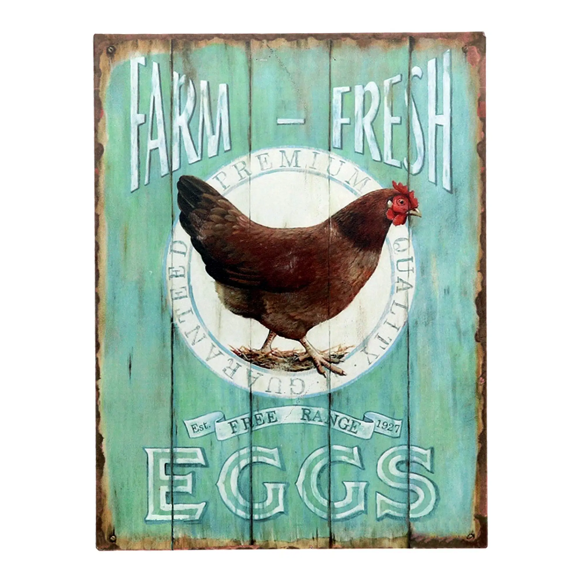 

Barnyard Designs 'Farm Fresh Free Range Eggs' Retro Vintage Metal Tin Bar Sign, Decorative Wall Art Signage, Primitive Farmhouse