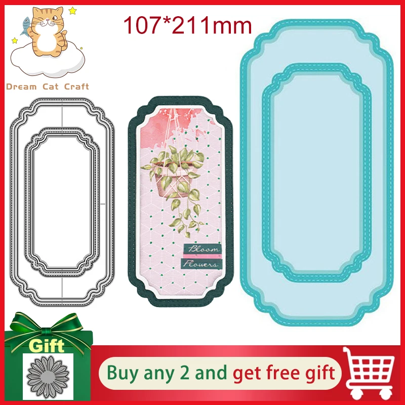 

Slimline Label Frame Nesting Panels Border Cutting Dies Mould Scrapbooking Embossed Photo Album Decor Card Making DIY Handicraft