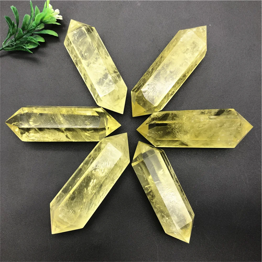 

1pc Polished Natural Citrine Wand Quartz Hexagonal Citrine Crystal Healing Mineral Crystals Room Decor Aquarium Decoration