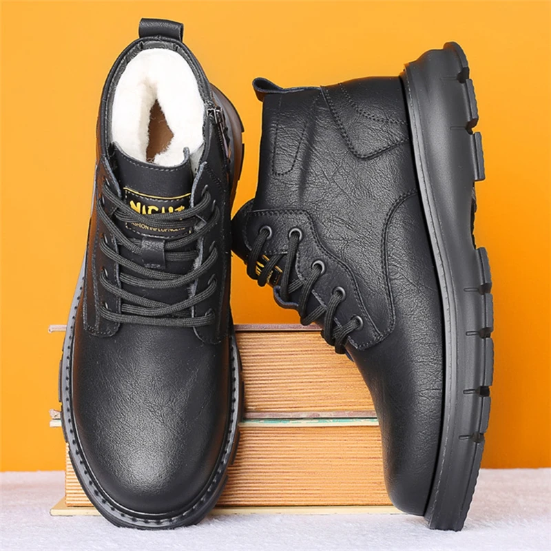 

2022 Man's Genuine Leather Boots Winter Snow Shoes Wool Inner Anti slip Father Ankle Boots Waterproof Man Snow Boots