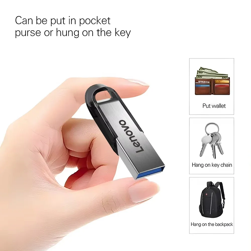 Фото Флешки Lenovo 2 ТБ USB 3.0 Мини Высокоскоростной металлический флэш-накопитель 1 ТБ Водонепроницаемый устойчивый к царапинам прочный USB-накопитель №4