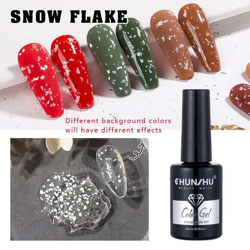 Nail Gel 10ml Eggshell Gel Nail Polish Quail Egg Effect Snow Fakes UV Gel White Black Material Gel With Any Color Base For Nails