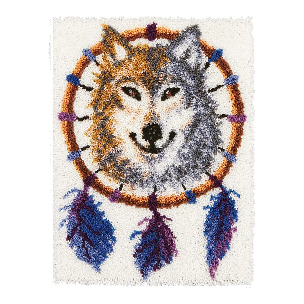 

Latch hook rug kits with Pre-Printed Pattern Wolf Embroidery smooth sets Carpet embroidery tools Crochet carpet kit diy rug