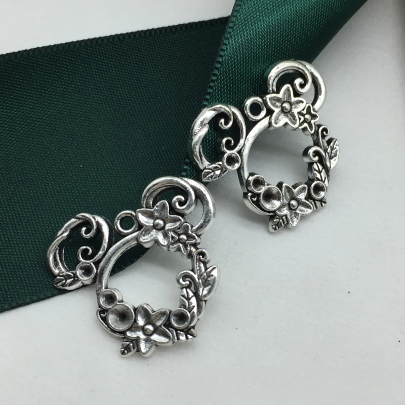 100PCS Disney Openwork Lace Mickey Mouse Pendant DIY Jewelry Accessories Vintage Zinc Alloy Earrings Necklace Bracelet Pendant