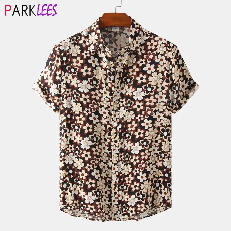

Fancy Floral Hawaiian Beach Shirt for Men 2022 Summer New Short Sleeve Tropical Aloha Shirt Casual Holiday Vacation Clothing
