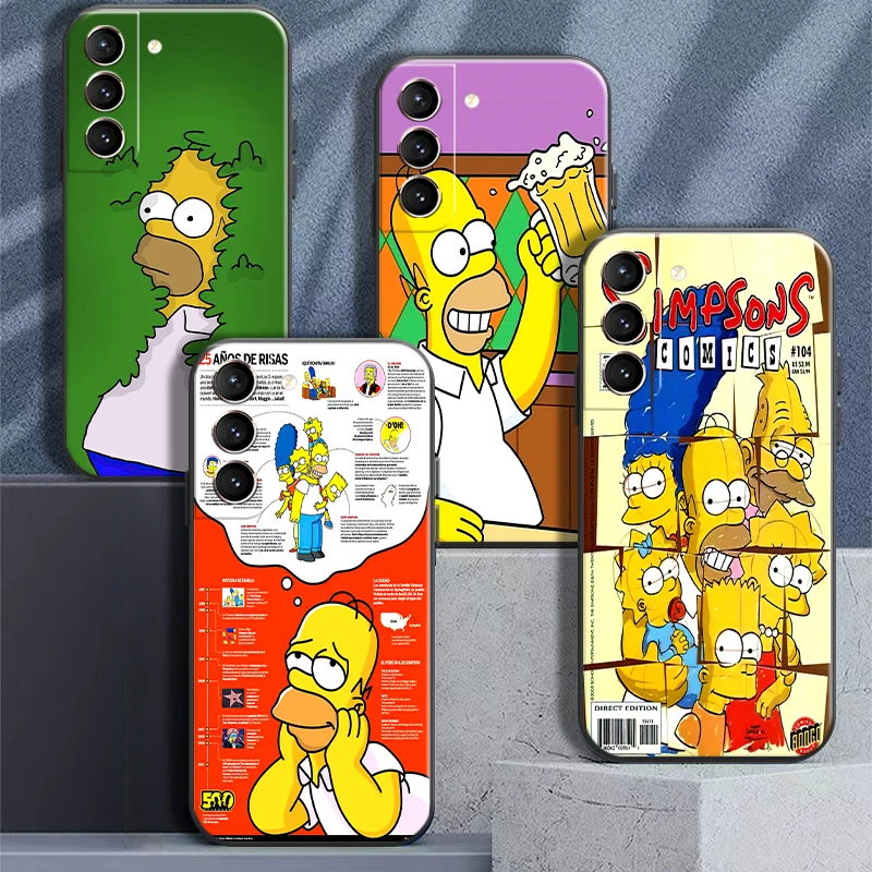 

Funny Homer Simpson Family Phone Case For Samsung Galaxy S22 S21 S20 Plus Ultra FE 5G S9 S10 Lite S10E Plus 5G Black Coque TPU