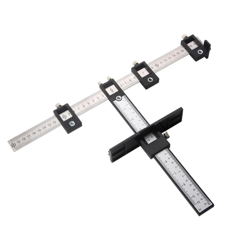 

Woodworking Hole Locator Multifunction Furniture Carpentry Punch Locator Drill Guide Ruler Drilling Positioner Adjust