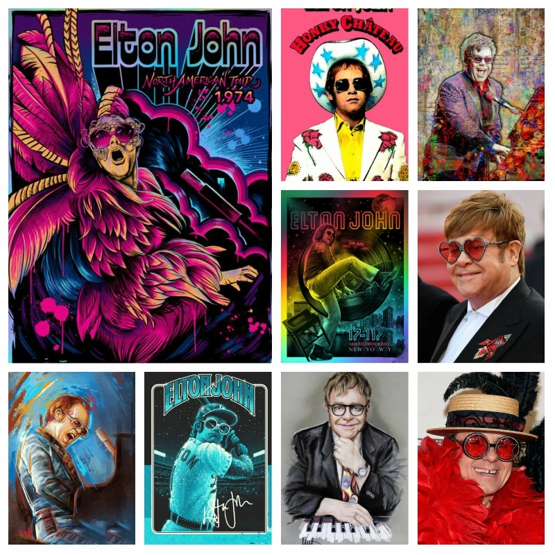 5D DIY Drills Diamond Painting Mosaic Elton John Classic Rock Star Band Embroidery Cross Stitch Picture Rhinestone Home Decor