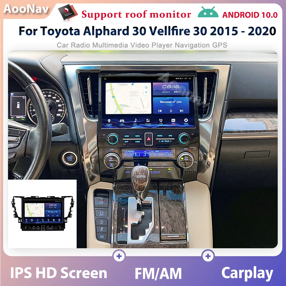 

128GB Car Stereo Radio For Toyota Alphard 30 Vellfire 30 2015-2020 Android GPS Navigation Multimedia 4G Carplay Player Head Unit