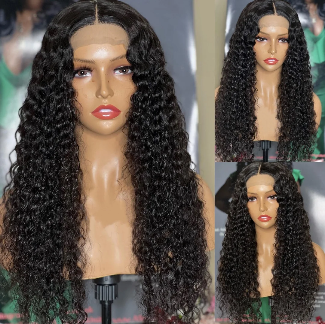 

180 Density Lace Frontal Wig 13x1 T part Wig Transparent Curly Human Hair Wig PrePlucked Natural Hairline For Women Brazilian