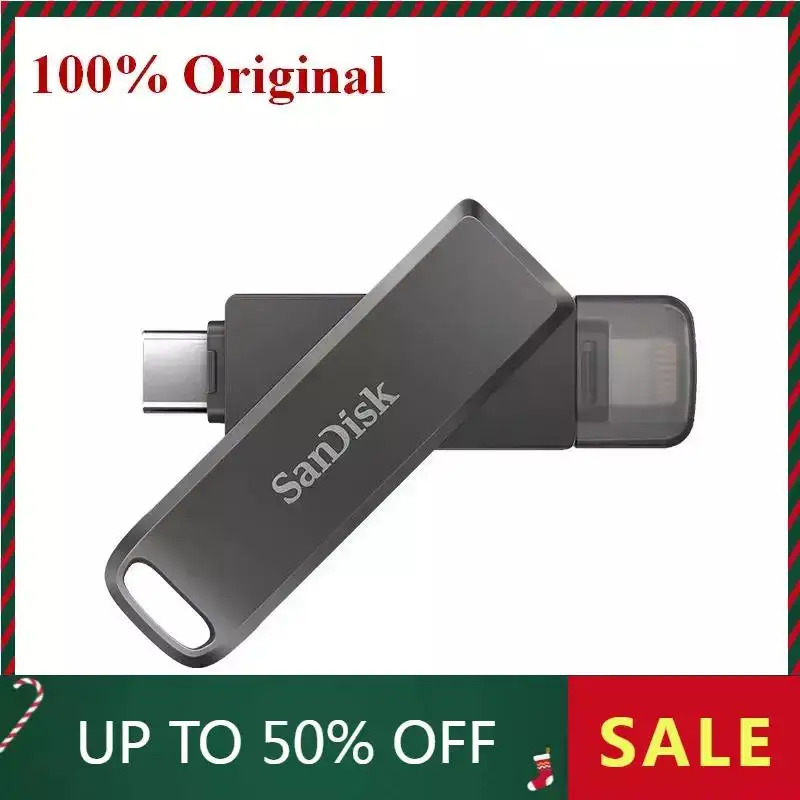 SanDisk OTG iXpand Флэш-накопитель Luxe Pendrive Type-C и Lightning USB 3.1 64 ГБ 128 256 Металлическая карта