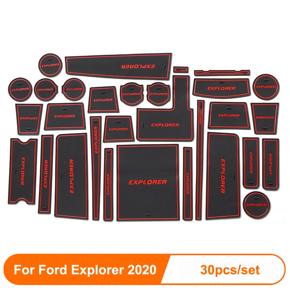 

Противоскользящий коврик со слотом для ворот и чашки для Ford Explorer 2013, 2014, 2015, 2020, внутренний нескользящий коврик, аксессуары, коврик для двери, 22 шт., Стайлинг автомобиля
