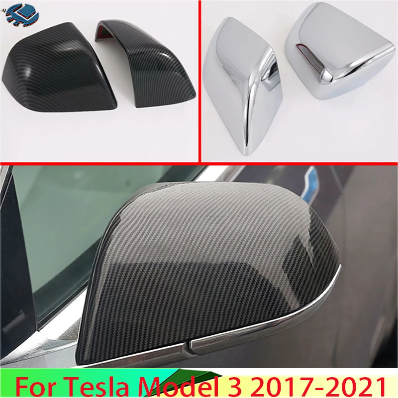 

Автомобильные аксессуары для Tesla Model 3 2017-2021, хромированная крышка дверного бокового зеркала из АБС-пластика, верхний слой крышки заднего вид...