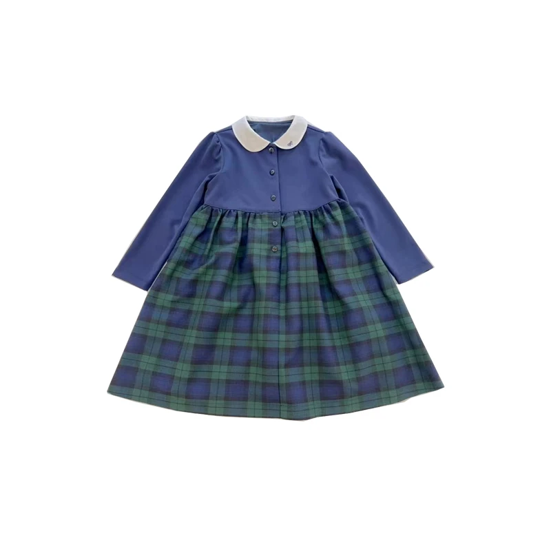 Детское платье Aw24 милые платья принцессы в клетку с длинным рукавом