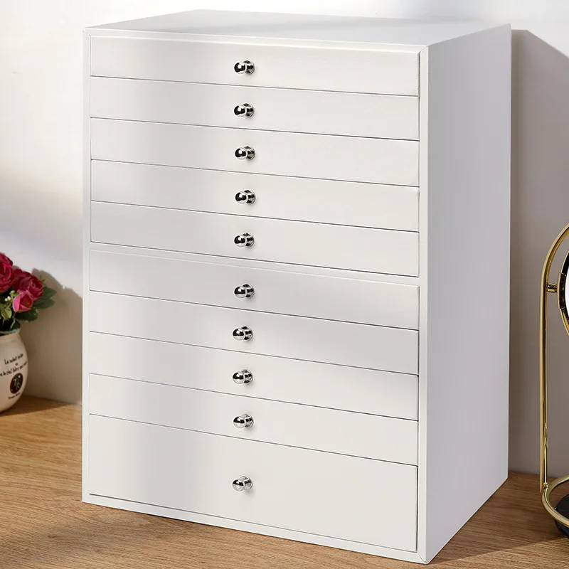 Multi-Layer Jewelry Box, Necklace, Jewelry, Ten-Layer Storage Box, Large-Capacity, High-End Light Luxury Storage Cabinet