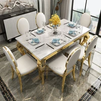 post modern marble dining table and chair nordic light luxury stainless steel dining table and chair hong kong style designer