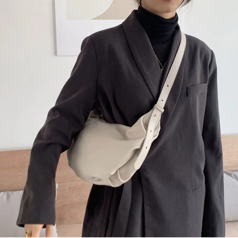 

Модная плиссированная сумка через плечо для женщин, дизайнерская сумка через плечо из мягкой искусственной кожи, модный тоут с принтом пельменей, сумка-хобо