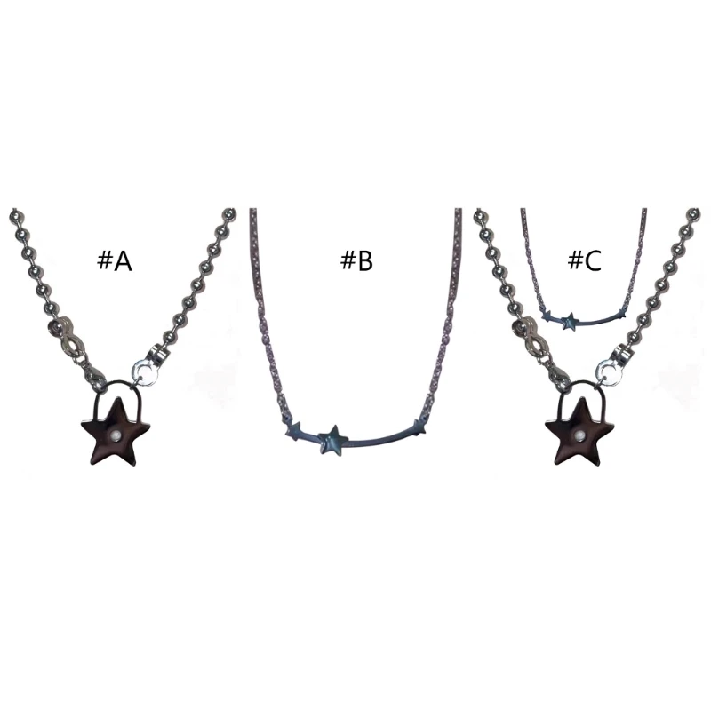 

41XF Fashion Simple Vintage Antique Silver Color Cute Star Smile Pendant Necklace Gift For Women Girlfriend Jewelry