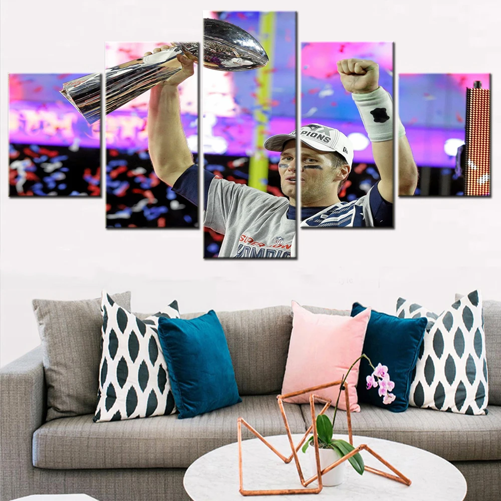 

Canvas HD Printed Poster Wall Art Picture 5 Panel Famous American Football Superstars Brady Painting Living Room Home Decoration