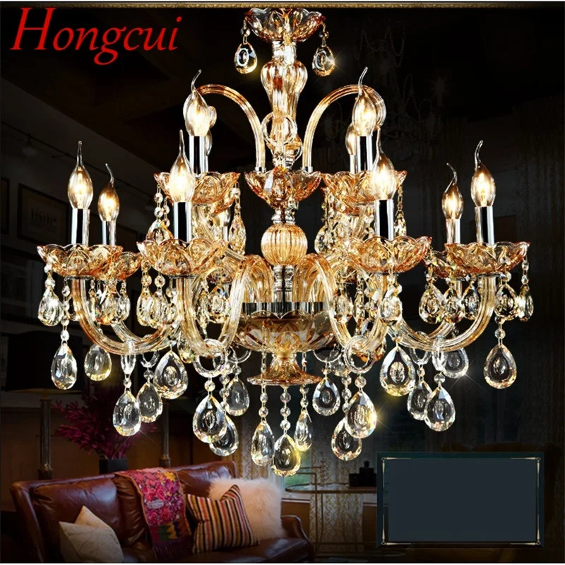 

Hongcui Luxury Candle Chandelier Modern Amber LED Lighting Creative Decorative Fixtures For Home Living Dining Room Bedroom