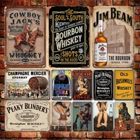 retro whiskey stickers tin sign vintage beer poster metal plate kitchen bar wall decoration plaques retro home decor accessories