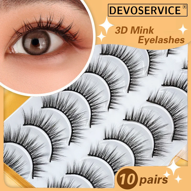 

10/20 пар 3D норковые ресницы DEVOSERVICE, драматические толстые Искусственные ресницы ручной работы, многоразовые натуральные накладные ресницы