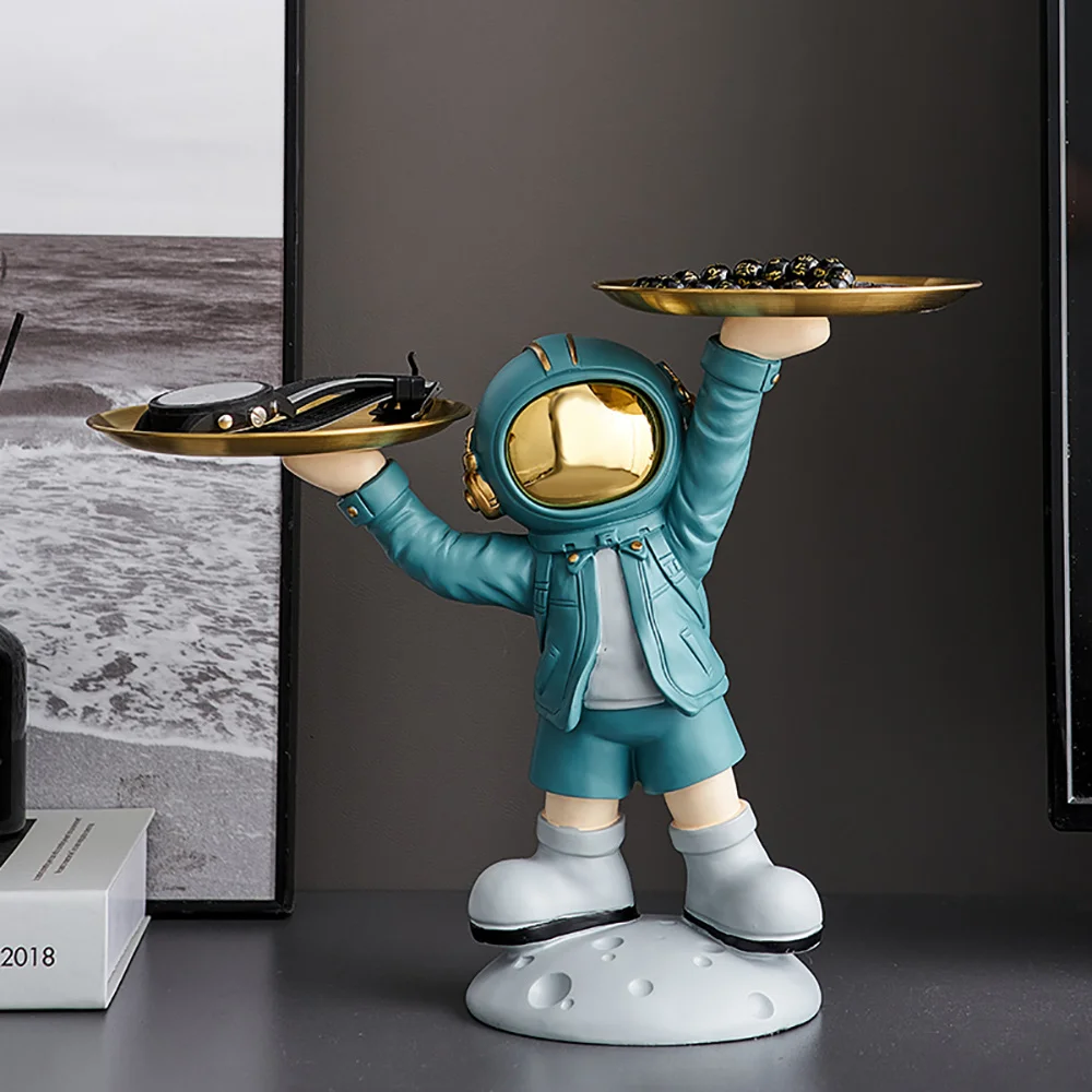 

Style Nordic Home Cartoon Astronaut Desktop Key Snack Storage Tray Bookcase Room Office Furnishings Desk Decoration