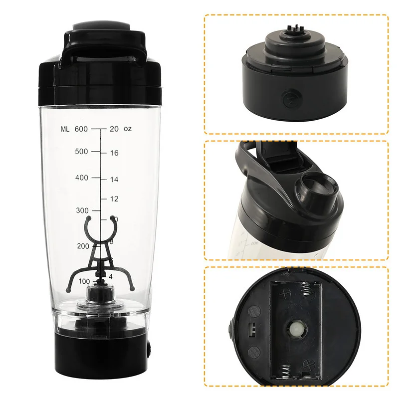 

600ML Water Bottle Powder Fitness Cup Electric Blender Protein Shaker Cup Brewing Movement Eco Friendly Automatic Vortex Mixer