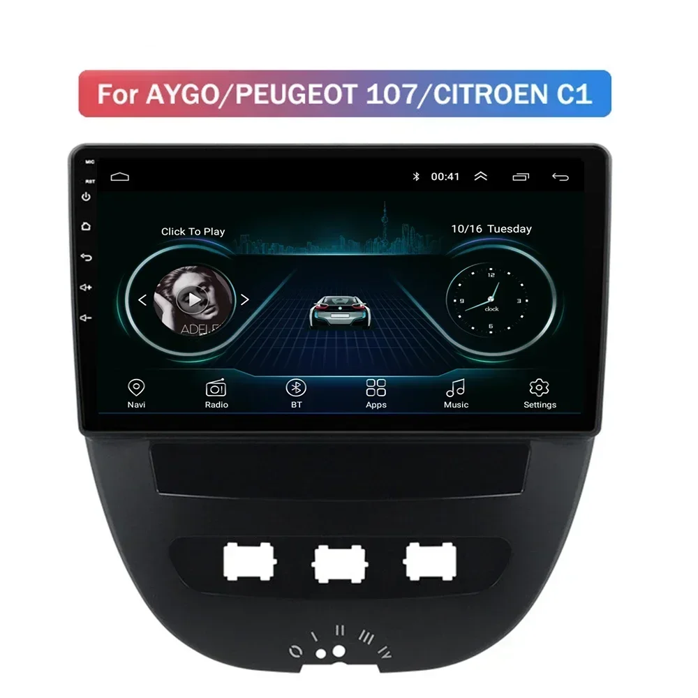 Для Peugeot 107 Citroen C1 Android 13 авто радио стерео авторадио 2din мультимедийный видеоплеер