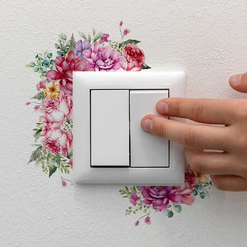 

C123#Plants And Flowers Light Switch Phone Wall Stickers For DIY Home Decoration Cartoon Animals Decals PVC Mural Art