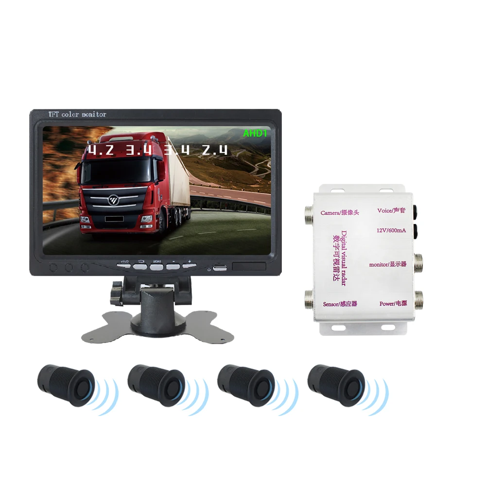 

7 inch AHD display rear view camera system for truck camera with digital parking sensor camera system car reversing aid