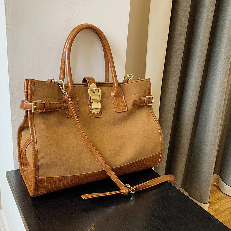 

Vintage Large Tote Bag 2021 Fashion New Quality Matte PU Leather Women's Designer Handbag High Capacity Shoulder Messenger Bag