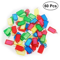 60pcs multi color plastic key fobs luggage id tags labels with key rings random color