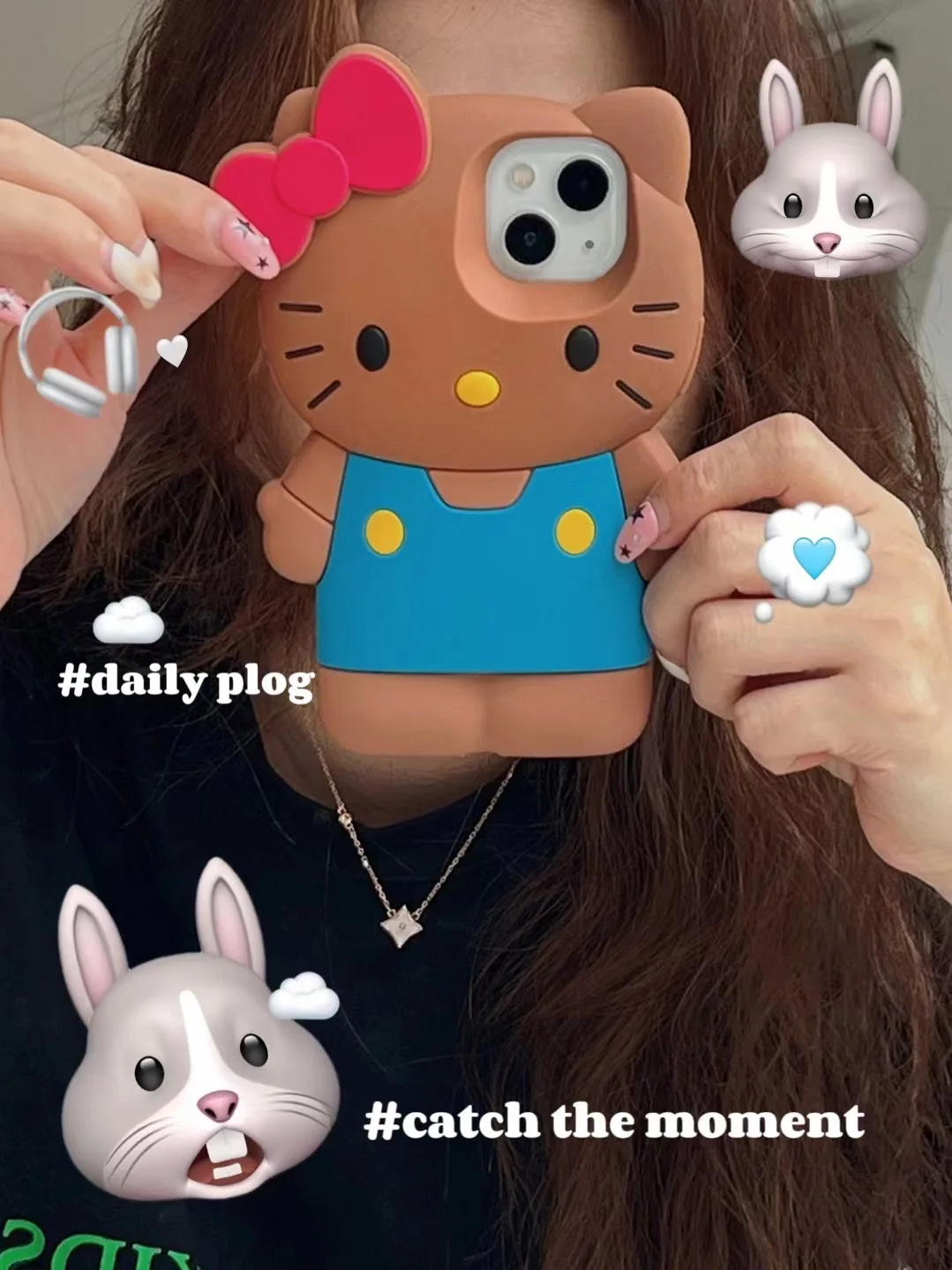 

3D Cute Sanrio hello kitty brown Hawaiian style cartoon Silicone bow Phone Cases For iPhone 14 13 12 11 Pro Max Back Cover