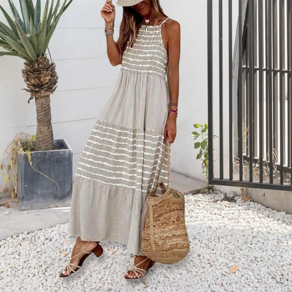 

40%HOT Women Dress Loose Breathable Women Unfading Long Sling Dress for Party