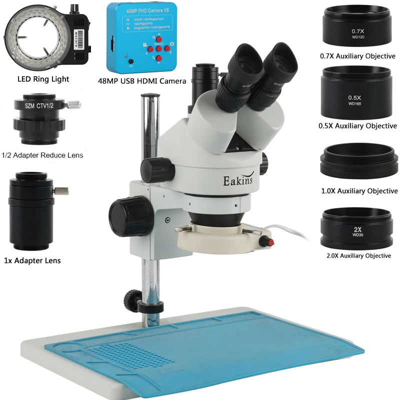 

Simul-Focal 3.5-90X Zoom Trinocular Stereo Microscopio 2K 48MP HDMI USB Digital Microscope Camera Boom Arm Stand